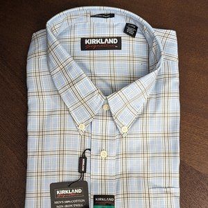 [NEW] Kirkland Signature Men's Non-Iron Twill SHORT SLEEVE Sport Shirt XL